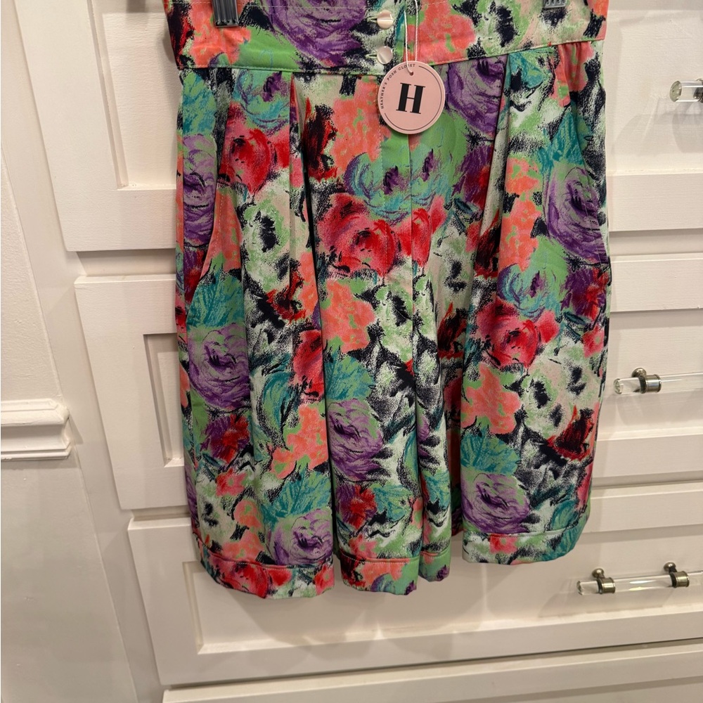 Emanuel Ungaro Floral Print Shorts in Mint, Purple & Coral
